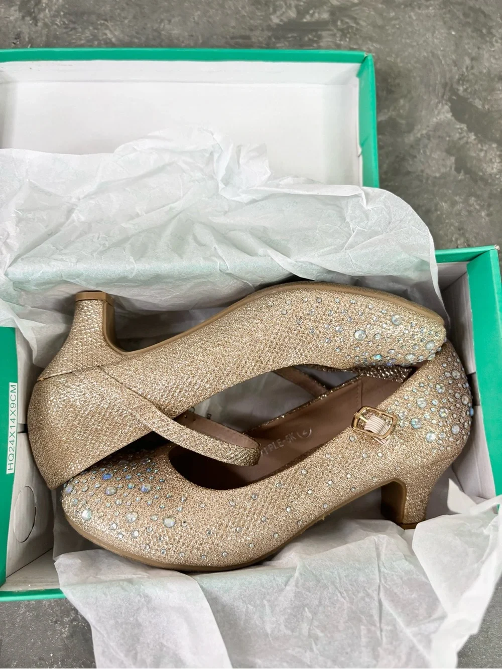 Girls Spot On Sparkly Kitten Heel Party Shoes gold rhinestone silver shimmer 2